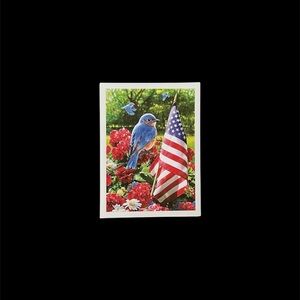 Patriotic Bluebird & American Flag by Greg Giordano Greeting Card